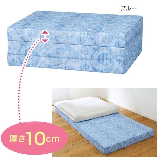 大人気バランスマットレス/寝具 〔ブルー セミダブル 厚さ10cm〕 日本製 ウレタン ポリエステル 〔ベッドルーム 寝室〕