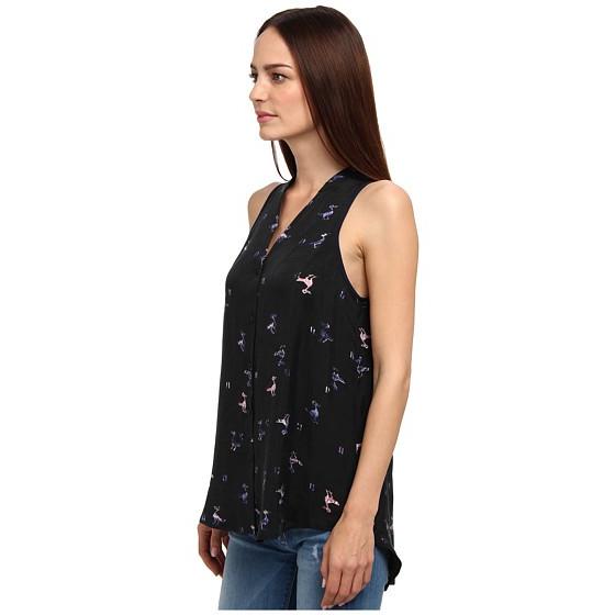 流行 Neck Split Sleeveless Cupro On Print Rio Tibi 人気ブランド ブランド 大人気 最新商品 新作 16年 Top Multi Black レディース Women Blouses ティビ シャツ ブラウス
