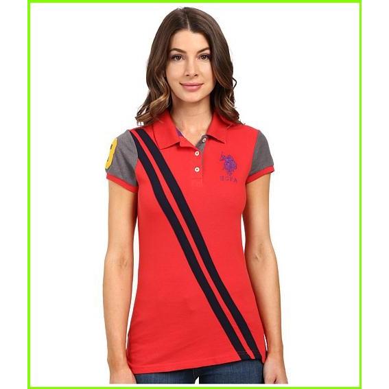お得 Color Assn Polo U S 人気ブランド ブランド 大人気 最新商品 新作 16年 Block Spin Ruby レディース Women Polos Assn Polo U S Shirt Polo Striped Diagonal ポロシャツ
