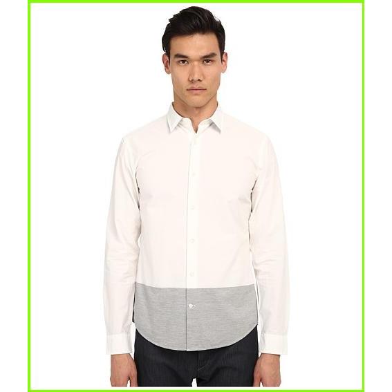 とっておきし福袋 Long Vince 人気ブランド ブランド 大人気 最新商品 新作 16年 Sleeve Steel White Heather メンズ Men Shirts Up Button ヴィンス Shirt Blocked Melange シャツ カジュアルシャツ Www Smssvg Org