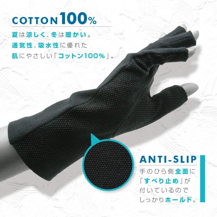【最大300円OFFクーポン！】 UVカット率99%以上(ブラック) UVカット 手袋 ショート 指切り 指なし スマホ 運転 おしゃれ 綿100% 滑り止め 日焼け 母の日 |  | 10