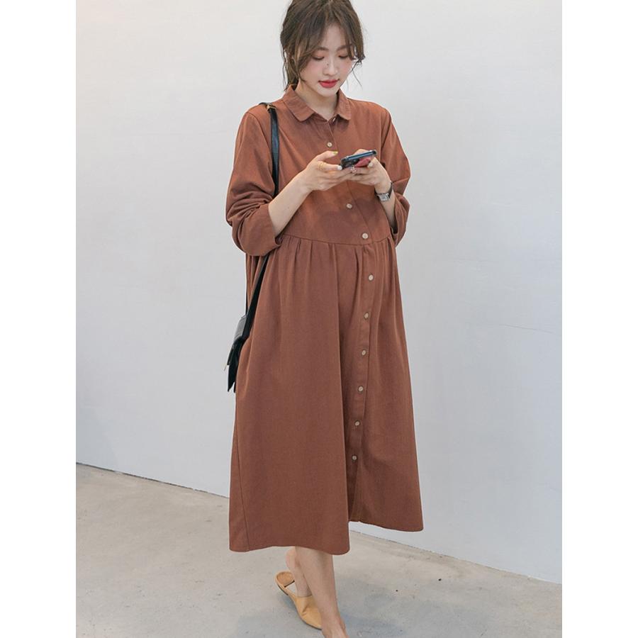 【在庫入れ替えSALE最大74%OFF】マタニティ 服 妊婦服 授乳服 ワンピース 安い おしゃれ 春 秋 冬 お宮参り フォーマル 長袖 前開き 茶色 アイボリー 白｜corelavish｜14