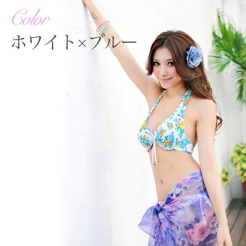 物品 かわいい 花柄 水着 盛れる ワイヤービキニ ビキニ レディース ブルー ピンク Aynaelda Com