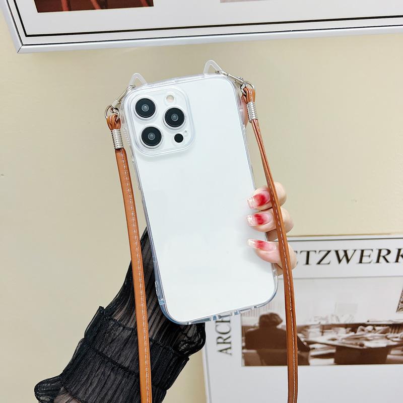 ねこ耳 スマホケース スマホショルダーストラップ スマホホルダー クリアケース 韓国 おしゃれ かわいい 透明 肩掛け |  | 08