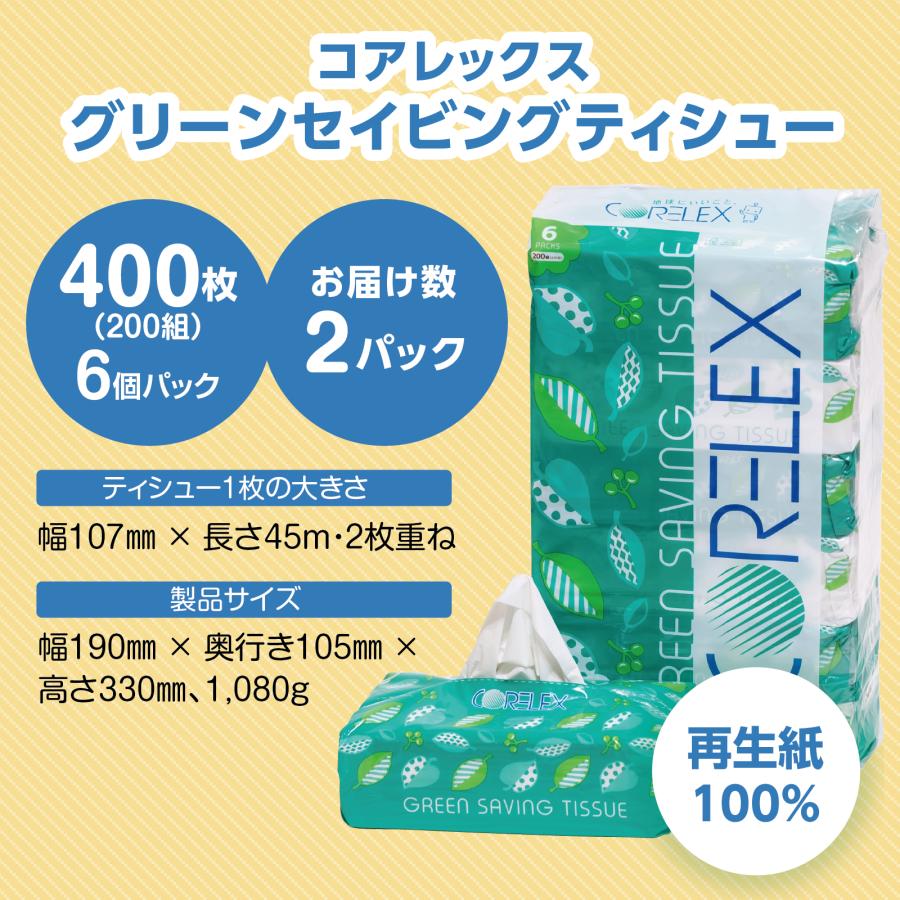 【ケース販売】「コアレックスギフト」コアレックストイレットペーパー芯あり30mダブル12ロール4P＋コアレックスグリーンセイビングティシュー ...