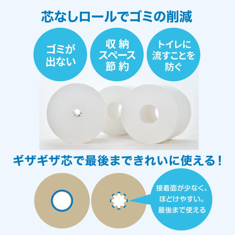 「芯なし」「再生紙」「トイレットペーパー」「130m」「30ロール」【ケース販売】コアレックス　ほんのり色つきコアロール　 | コアレックス | 02