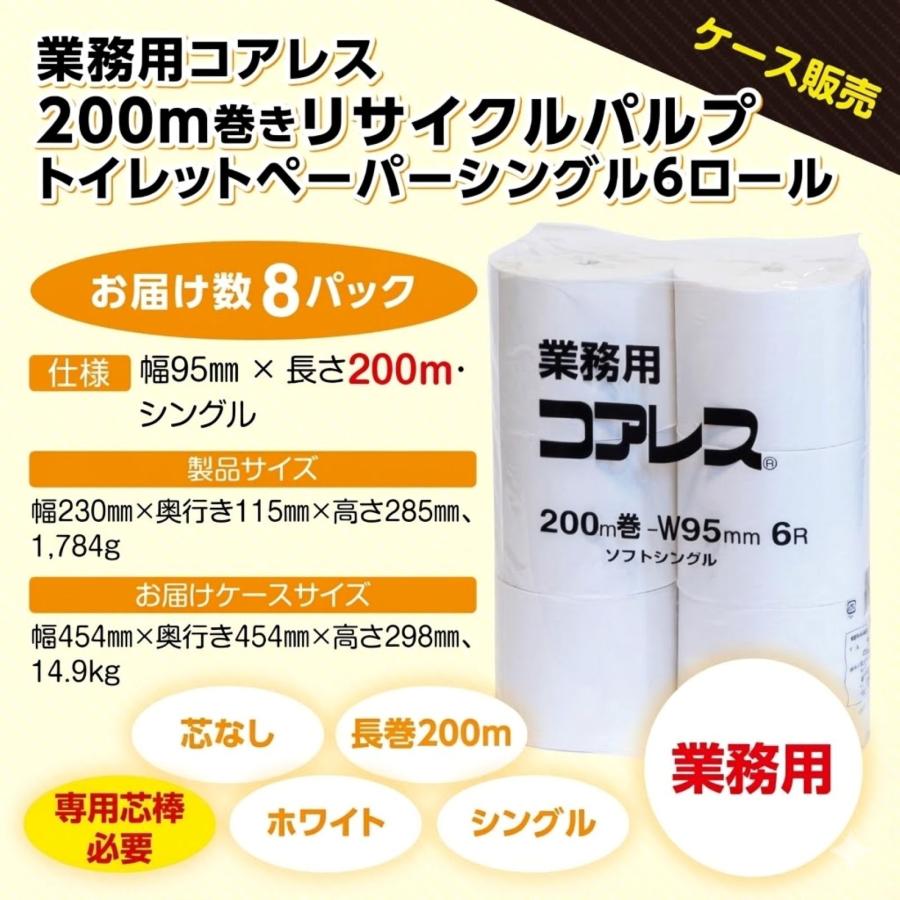 コアレックス 【ケース販売】業務用コアレス（細穴タイプ）200m巻き