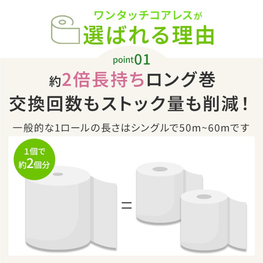 コアレックス ワンタッチ コアレス 130m シングル トイレットペーパー