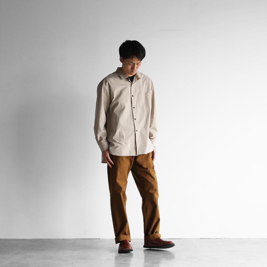 HUIS.／やわらかコットンビッグシャツ（ベージュ）011-0187-BE【ユニ