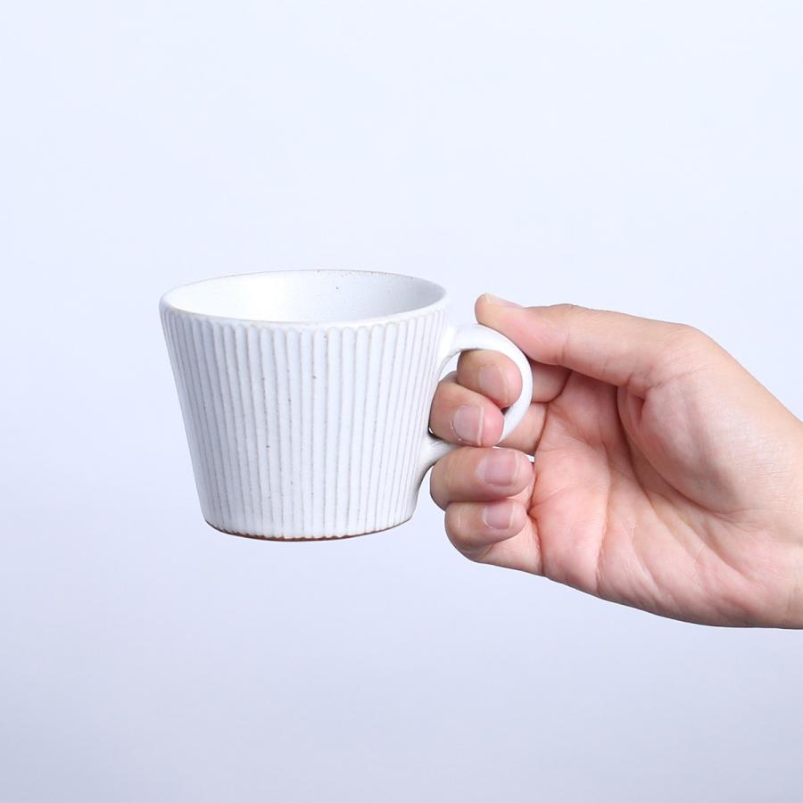 会津本郷焼／フリーマグ 白 太しのぎ 細しのぎ／樹ノ音工房 : コレパン