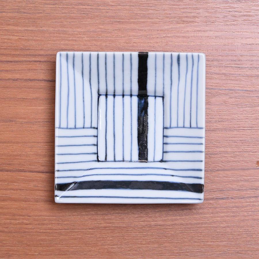 九谷焼 九谷焼 ／ 3.5号角皿/小皿 豆皿/ 染付吉文字 染付線文 紙風船