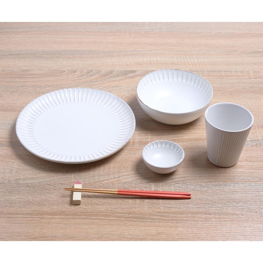 会津本郷焼／丸平皿大 8寸 太しのぎ 白 ／樹ノ音工房 : コレパン 日本