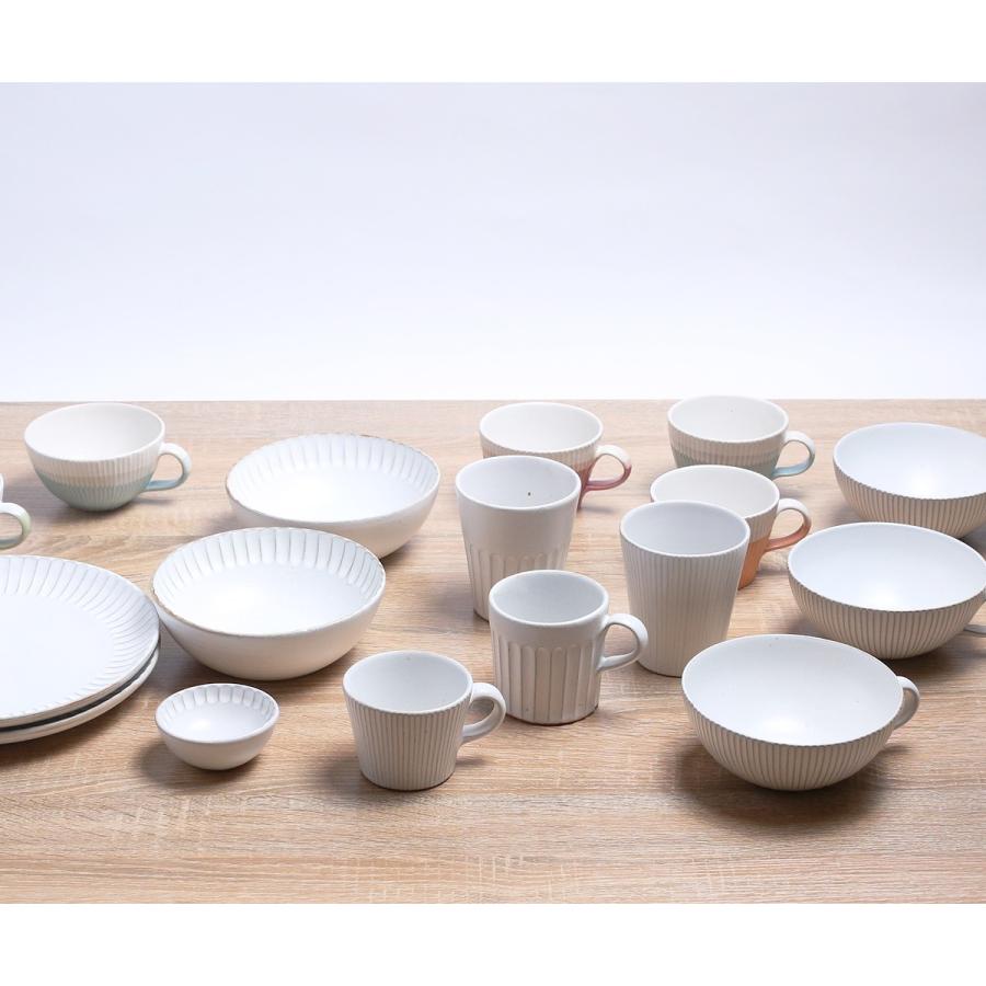 会津本郷焼／丸平皿大 8寸 太しのぎ 白 ／樹ノ音工房 : コレパン 日本