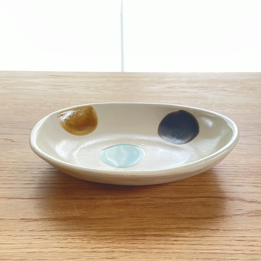 益子焼／sansai／楕円皿150／陶器／おしゃれ／可愛い／和食器／道祖土