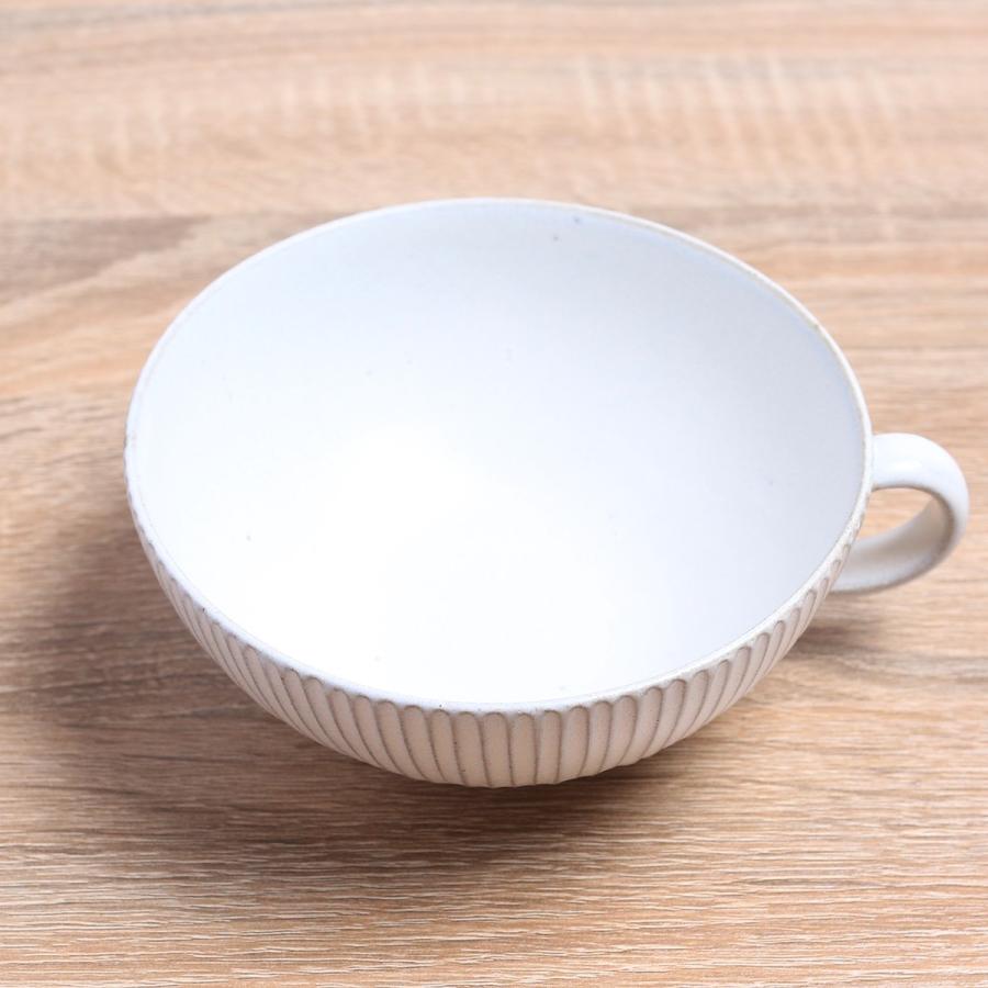 会津本郷焼／スープボウル 細しのぎ 白 皿 陶器／樹ノ音工房