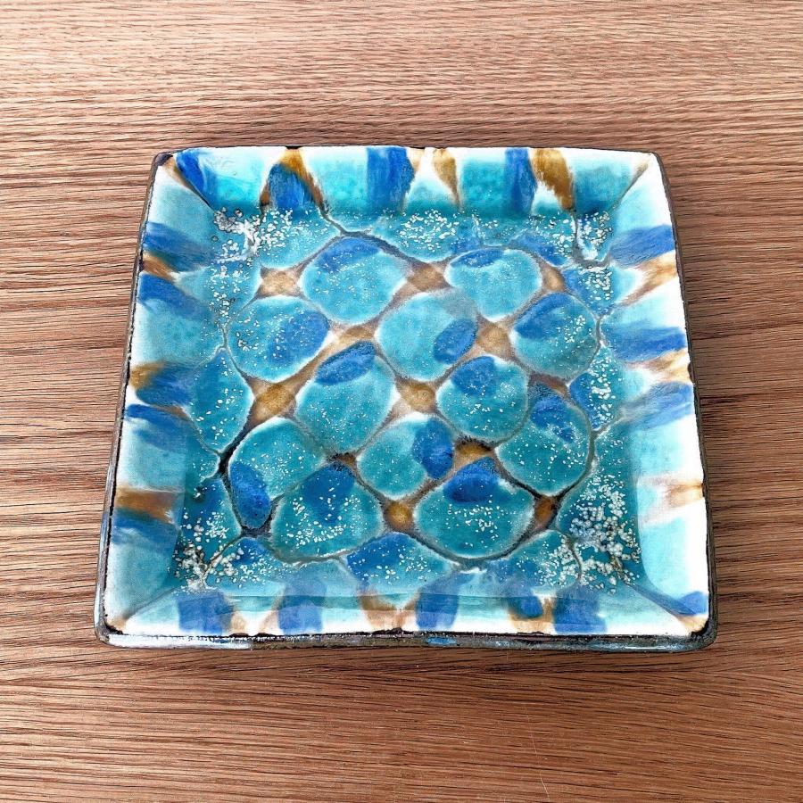 小代焼／角皿三彩大 陶器 おしゃれ 可愛い 和食器 ／小代本谷ちひろ窯