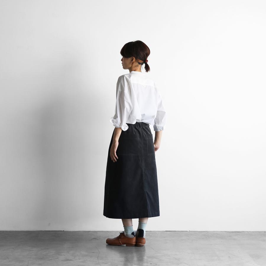 HUIS.／オーガニックコットンバンドカラーワイドブラウス（白）U104