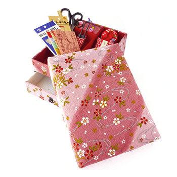 引き出し付  [11品揃い]  さくら (小桜)【ピンク】京友禅 裁縫セット 和風 和柄 【Female】 花柄