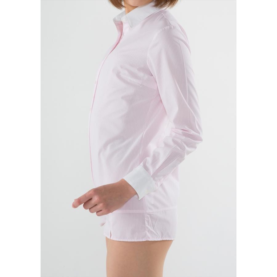 D904 ツナギ CL フェイントストライプ ピンク(M) : レディスシャツ専門