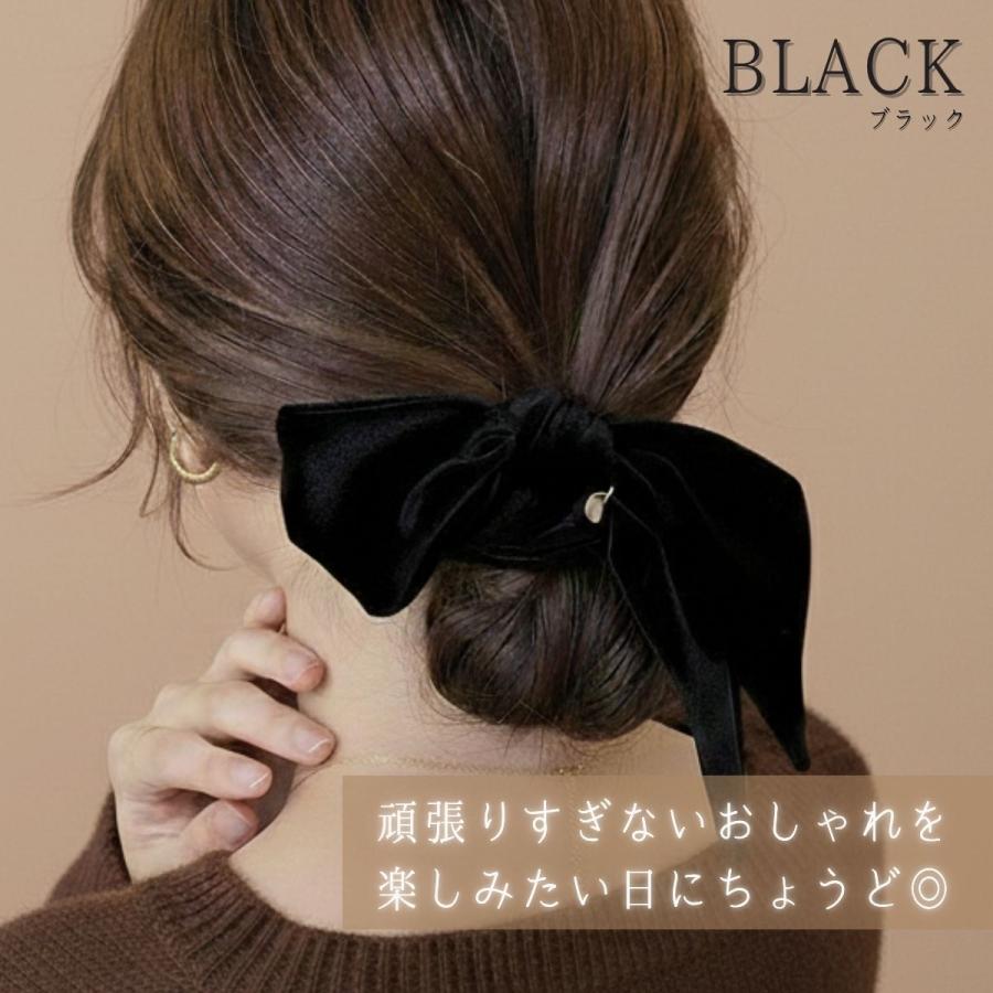 リボンシュシュ ベロア シュシュ ベルベット リボン ベロアリボンシュシュ バレッタ ヘアゴム おしゃれ 大人 大きい 大きめ 黒 茶 痛くない |  | 02