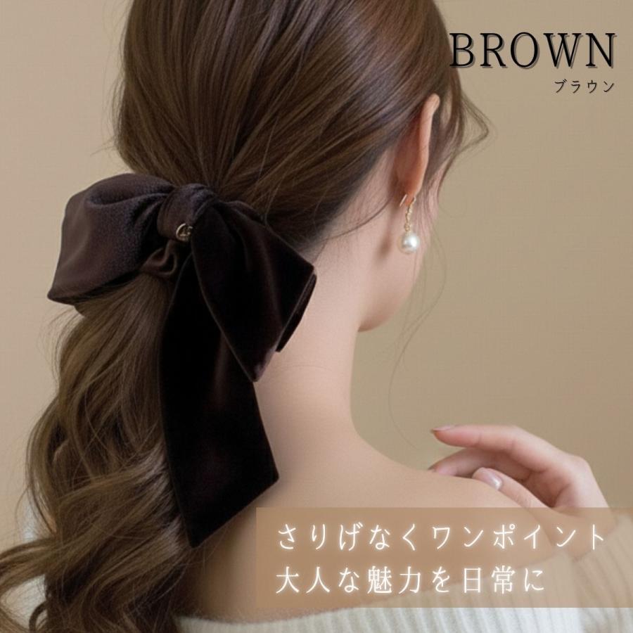 リボンシュシュ ベロア シュシュ ベルベット リボン ベロアリボンシュシュ バレッタ ヘアゴム おしゃれ 大人 大きい 大きめ 黒 茶 痛くない |  | 03