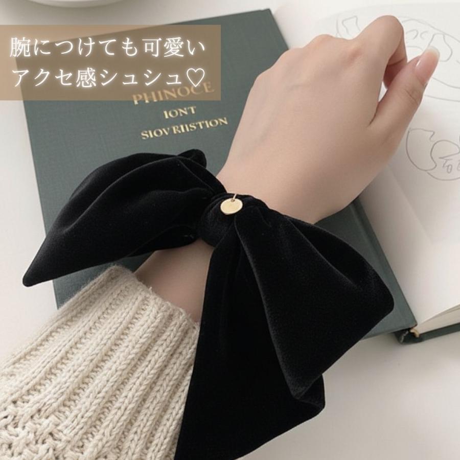 リボンシュシュ ベロア シュシュ ベルベット リボン ベロアリボンシュシュ バレッタ ヘアゴム おしゃれ 大人 大きい 大きめ 黒 茶 痛くない |  | 05