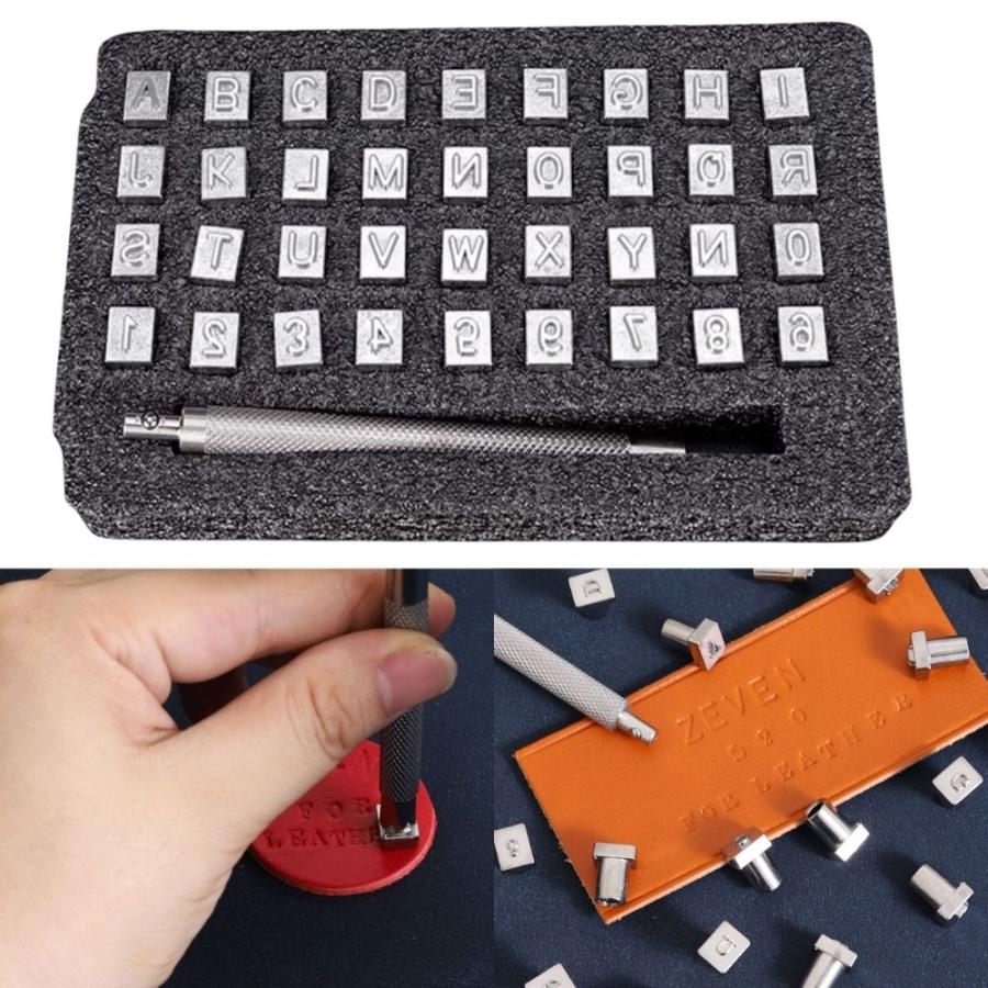 レザークラフト 刻印セット 36個 打刻印 アルファベット 英字 数字