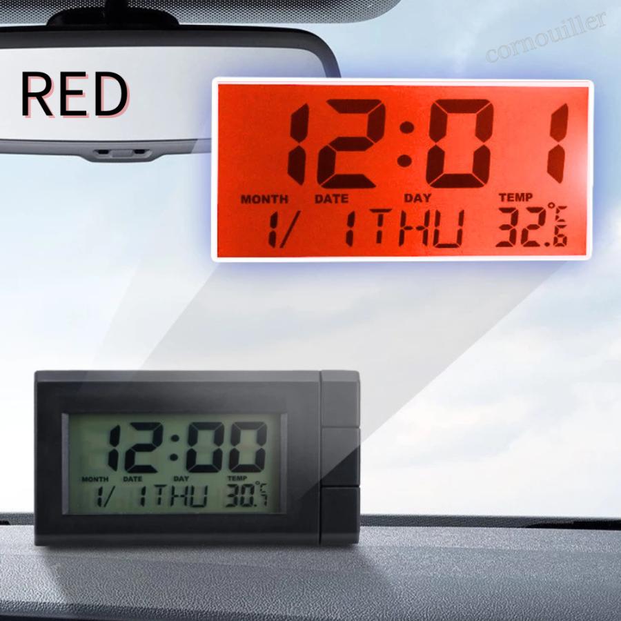 車 時計 車用 デジタル ウォッチ ライト 点灯 ブルー 車載 小型