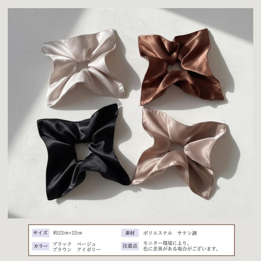 スクエア シュシュ かわいい 大きめ 黒 白 茶 大人 おしゃれ 大きい サイズ 無地 ヘアゴム ヘアアクセ 可愛い サテン調 痛くない 髪に優しい  跡がつきにくい |  | 11