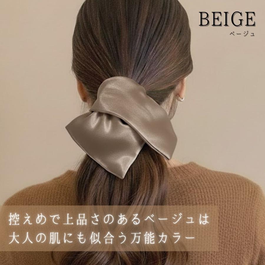 スクエア シュシュ かわいい 大きめ 黒 白 茶 大人 おしゃれ 大きい サイズ 無地 ヘアゴム ヘアアクセ 可愛い サテン調 痛くない 髪に優しい  跡がつきにくい |  | 02