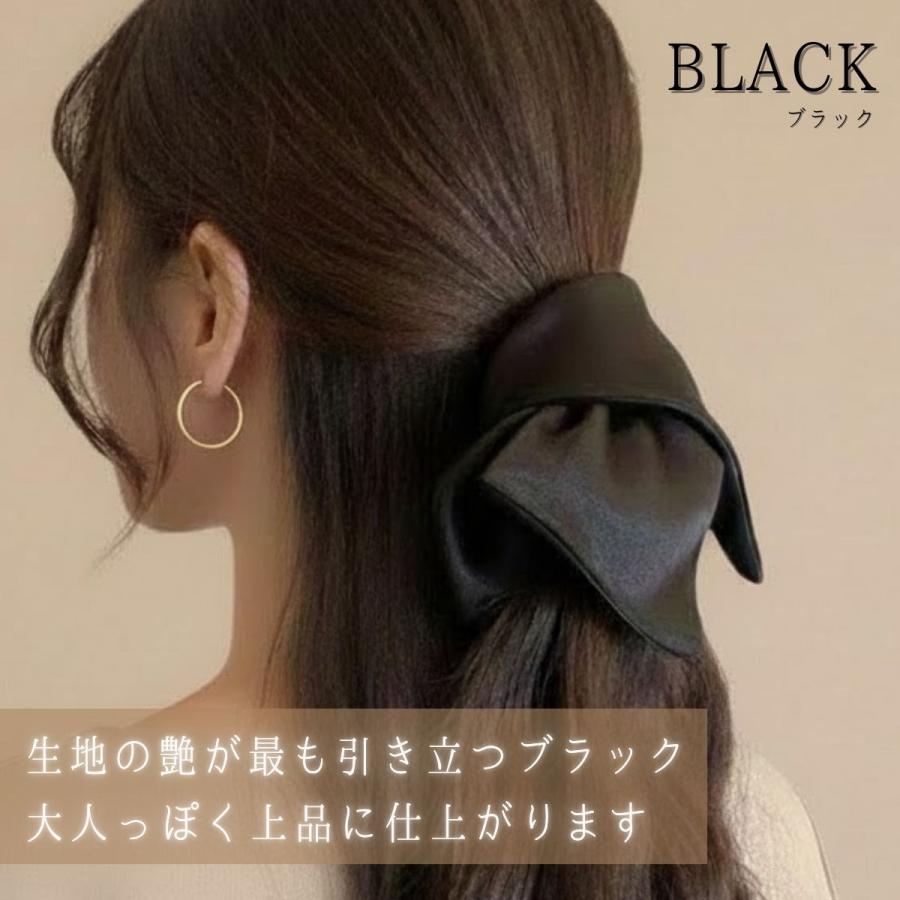 スクエア シュシュ かわいい 大きめ 黒 白 茶 大人 おしゃれ 大きい サイズ 無地 ヘアゴム ヘアアクセ 可愛い サテン調 痛くない 髪に優しい  跡がつきにくい |  | 03