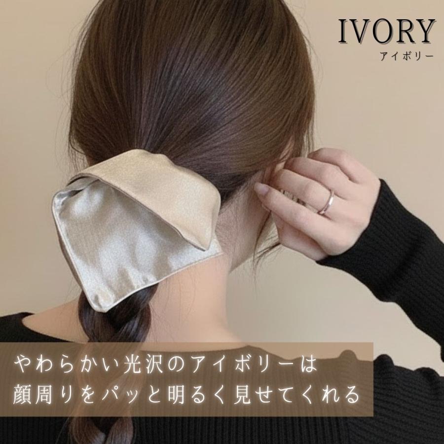 スクエア シュシュ かわいい 大きめ 黒 白 茶 大人 おしゃれ 大きい サイズ 無地 ヘアゴム ヘアアクセ 可愛い サテン調 痛くない 髪に優しい  跡がつきにくい |  | 04