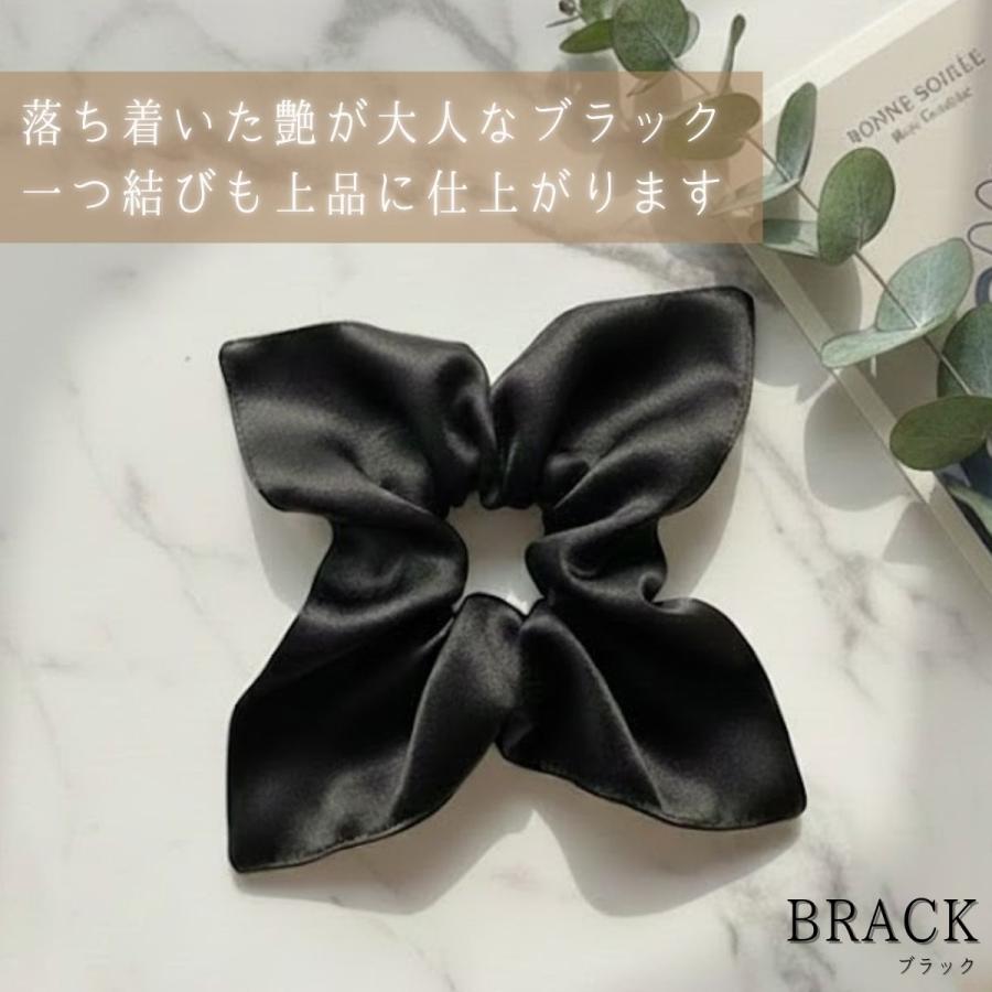スクエア シュシュ かわいい 大きめ 黒 白 茶 大人 おしゃれ 大きい サイズ 無地 ヘアゴム ヘアアクセ 可愛い サテン調 痛くない 髪に優しい  跡がつきにくい |  | 07