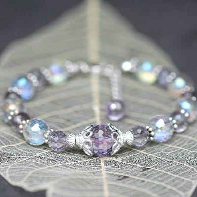 パープルピュアオーロラパワーストーンレディースブレスレット/オーロラオーラ＆アメジスト　天然石　送料無料 | 
