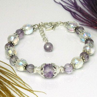 パープルピュアオーロラパワーストーンレディースブレスレット/オーロラオーラ＆アメジスト　天然石　送料無料 |  | 02