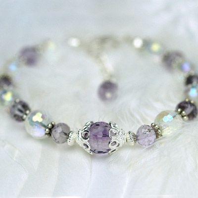 パープルピュアオーロラパワーストーンレディースブレスレット/オーロラオーラ＆アメジスト　天然石　送料無料 |  | 04