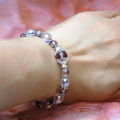 パープルピュアオーロラパワーストーンレディースブレスレット/オーロラオーラ＆アメジスト　天然石　送料無料 |  | 05