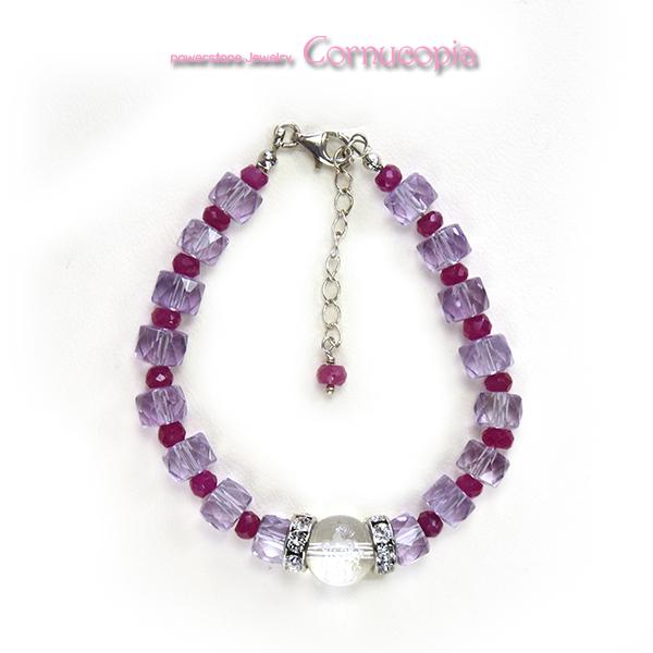 ラベンダーアメジスト・ルビー・弁天さまコラボの女子力アップブレスレット　送料無料　パワーストーン　天然石 |  | 01