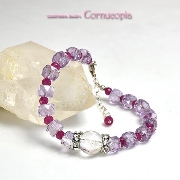 ラベンダーアメジスト・ルビー・弁天さまコラボの女子力アップブレスレット　送料無料　パワーストーン　天然石 |  | 02