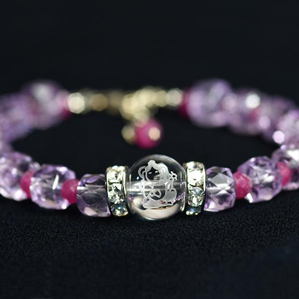 ラベンダーアメジスト・ルビー・弁天さまコラボの女子力アップブレスレット　送料無料　パワーストーン　天然石 |  | 03