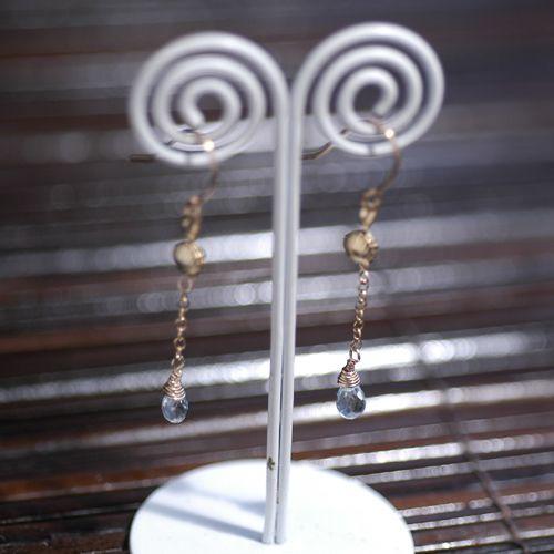 アクアスカラップパワーストーンピアス　/アクアマリン　パワーストーン　天然石 |  | 02