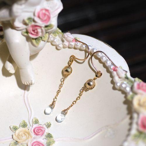 アクアスカラップパワーストーンピアス　/アクアマリン　パワーストーン　天然石 |  | 03