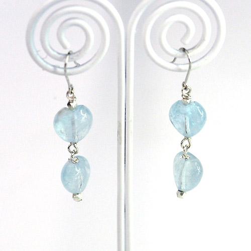 ツインハートパワーストーンピアス/　アクアマリン　パワーストーン　天然石 |  | 01
