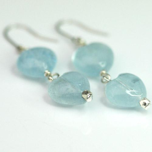 ツインハートパワーストーンピアス/　アクアマリン　パワーストーン　天然石 |  | 03