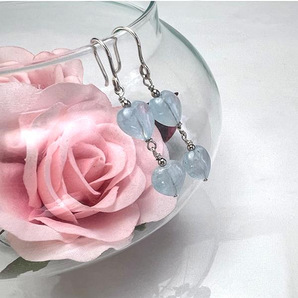 ツインハートパワーストーンピアス/　アクアマリン　パワーストーン　天然石 |  | 04