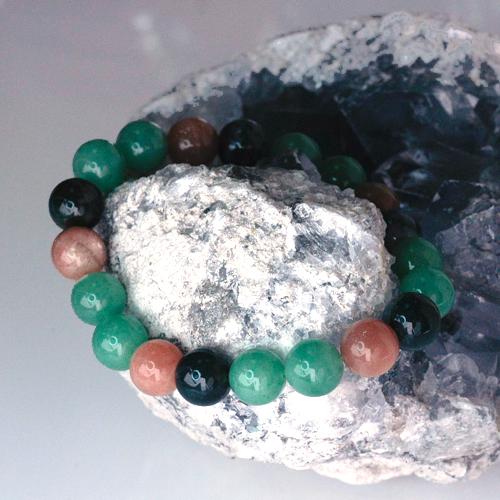 アベンチュリン＆ムーンストーン＆モスアゲート　メンズブレスレット　パワーストーン　天然石　送料無料 |  | 03