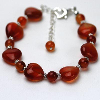 ハートカーネリアンレディースブレスレット　送料無料　パワーストーン天然石　仕事転職運 |  | 01