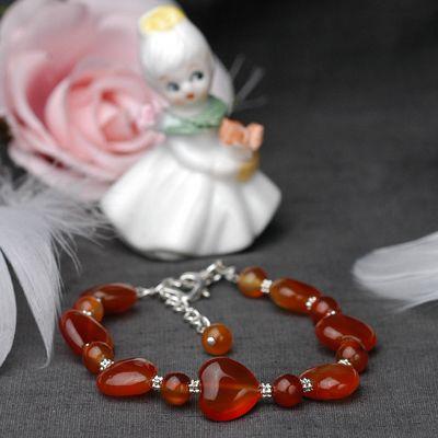 ハートカーネリアンレディースブレスレット　送料無料　パワーストーン天然石　仕事転職運 |  | 02