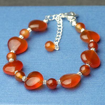 ハートカーネリアンレディースブレスレット　送料無料　パワーストーン天然石　仕事転職運 |  | 04