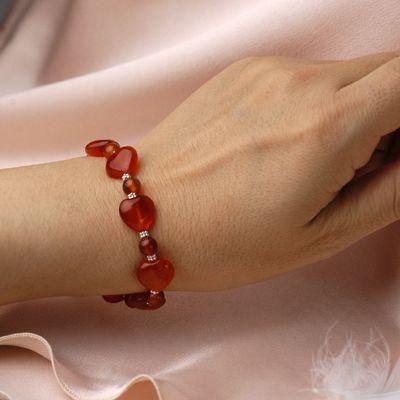 ハートカーネリアンレディースブレスレット　送料無料　パワーストーン天然石　仕事転職運 |  | 05